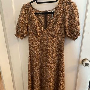 Brown floral midi dress